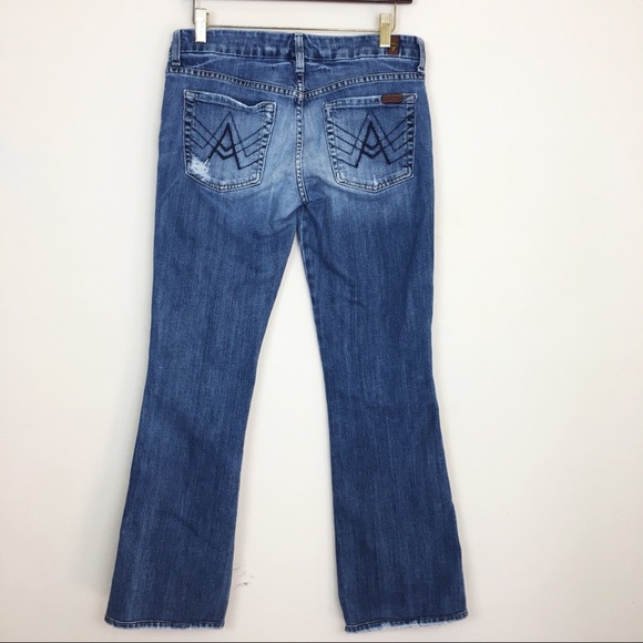 7 For All Mankind Denim - 7FAM Distressed ‘A’ Pocket Bootcut Jeans
